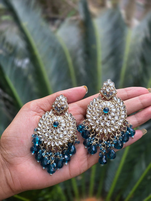 Mehendi Gold-Polish Kundan Chandbali Earrings ER 780