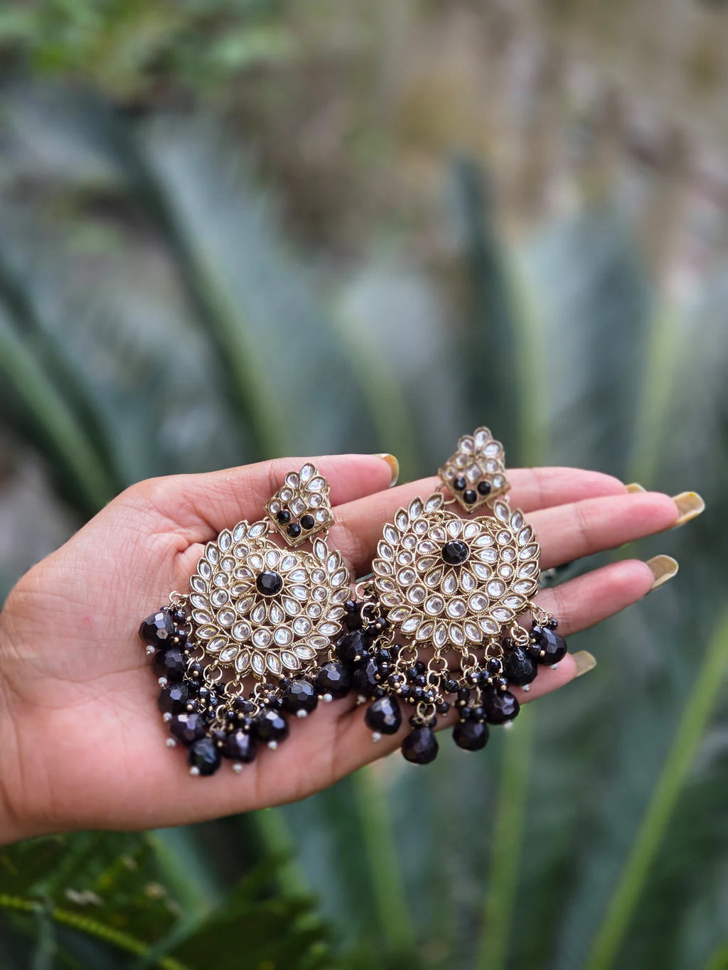Mehendi Gold-Polish Kundan Chandbali Earrings ER 780