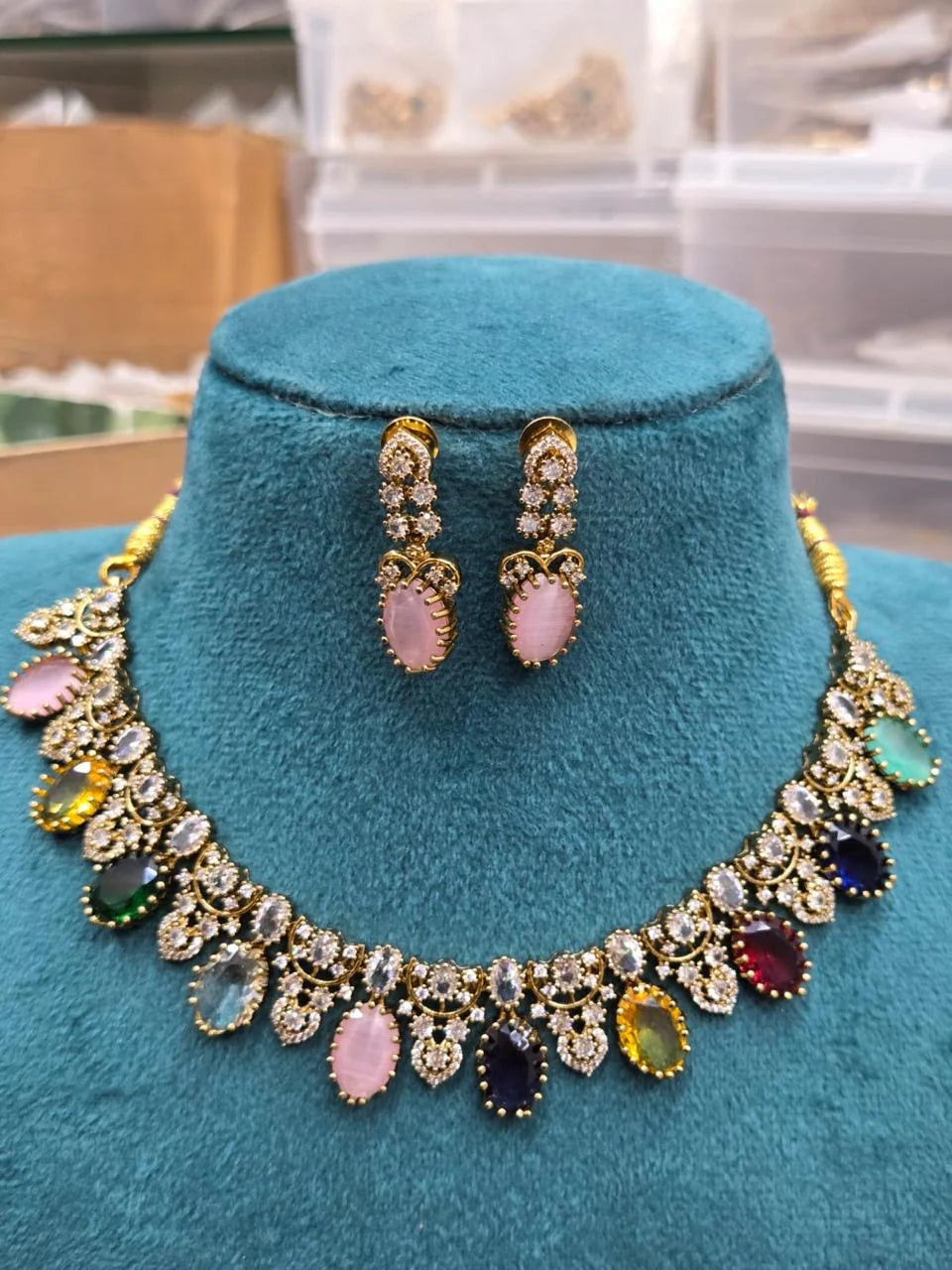 Gold-Toned Floral AD Necklace