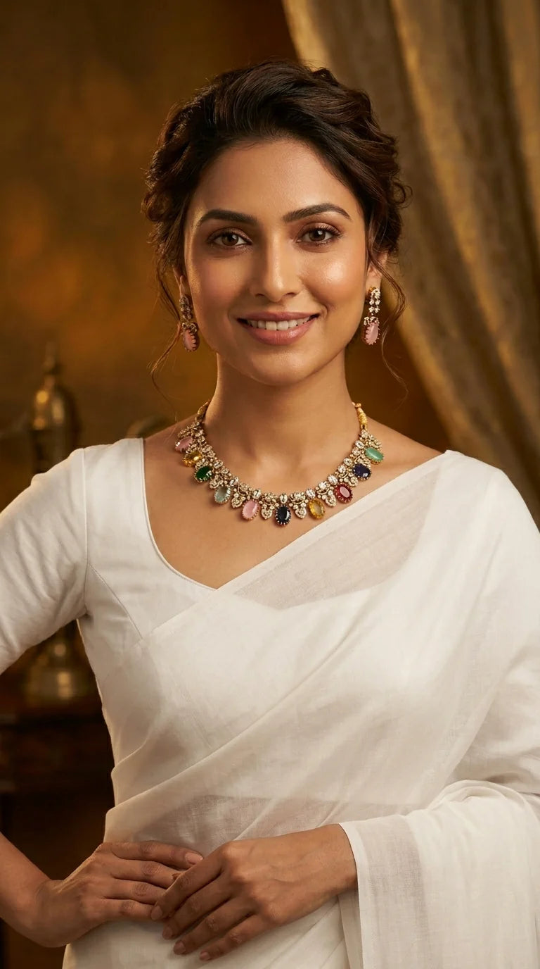 Gold-Toned Floral AD Necklace